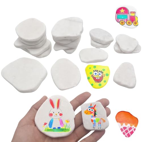 IFUDE 15 Stück Flache Steine zum Bemalen 3-8cm Unregelmäßig Glatte Kieselsteine zum Bemalen Flach Natürliche Flusssteine Strand für Bunte Malerei DIY Dekoration, Aquarium Deko Stein von IFUDE