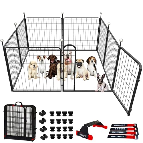 IGOOUO Tragbare Hundekäfige und Laufstall, 81,3 cm, Metall-Haustiergehege für kleine/mittelgroße Hunde, leicht zu tragende Gurte, ideal für drinnen und draußen, Camping, Wohnmobil, Hof (eine Tür) IGOOUO Tragbare Hundekäfige und Laufstall, 81,3 cm, Metall-Haustiergehege für kleine/mittelgroße Hunde, leicht zu tragende Gurte, ideal für drinnen und draußen, Camping, Wohnmobil, Hof (eine Tür) von IGOOUO