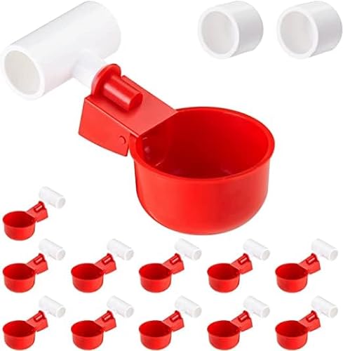 Hühnertränke 12 Stück Hühnerwasserspender mit PVC-Abschlagstücken,1/2" Automatischer Hühner Geflügeltränke Hühnerwasser Becher,DIY Wassertränke Hühner Geflügeltränke für Vogel,Wachtel,Taube,Huhn von IGTOPS