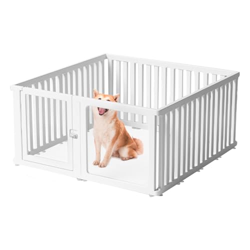 Welpenlaufstall 75/60cm hoch, Hundekäfig, Welpenauslauf faltbar mit Tür, Hundegehege Wohnung Hundebox, Hundegitter Wohnung für Hunde,Katzen,Kaninchen,Kleintiere, Haustierzaun (126 * 126 * 60cm) von IGTOPS