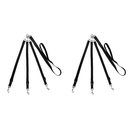 IGUATU 2X 3-Wege-Hundeleine, Verstellbarer Nylon-Koppler Ohne Verwicklung Abnehmbare 3 Im 1-Hundeleine mit Mehreren Hunden (Schwarz) von IGUATU