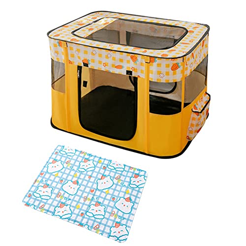 IGUATU Tragbare Katzen Laufstall Hund Spielstall Katzen Laufstall Faltbares Pop-Up Haustier Zelt für Indoor/Outdoor mit Eispad von IGUATU