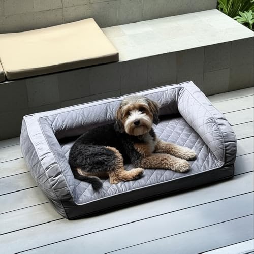 Orthopädisches Hundesofa aus Memory-Schaum, luxuriöse Couch für kleine, mittelgroße und große Hunde, wasserdichtes Haustierbett mit erhöhtem Boden zur Gelenkunterstützung, waschbarer Bezug, von IHAPPYDOG