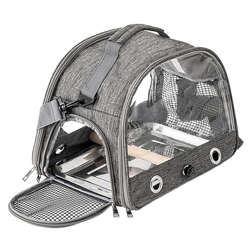 Vogel-Reisekäfig, Transportbox mit Sitzstange und Tablett, tragbarer Außenkäfig für Wellensittiche, Sittiche, Eselspapageien und Sittiche Vogel-Reisekäfig, Transportbox mit Sitzstange und Tablett, tragbarer Außenkäfig für Wellensittiche, Sittiche, Eselspapageien und Sittiche von IHAZNTMZX