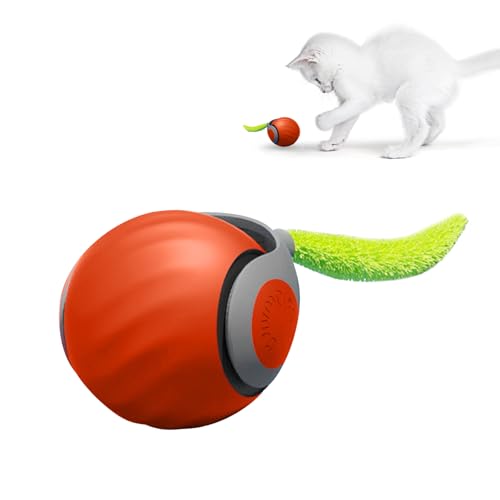 IHONYI Neue Interaktives Katzenspielzeug Elektrisch, Verbesserter Katzen Ball Mit 90 Min Langer Batterielebensdaue, Katzekatzenspielzeug Selbstbeschäftigung Mit Zwei Geschwindigkeiten (orange, 1pcs) von IHONYI