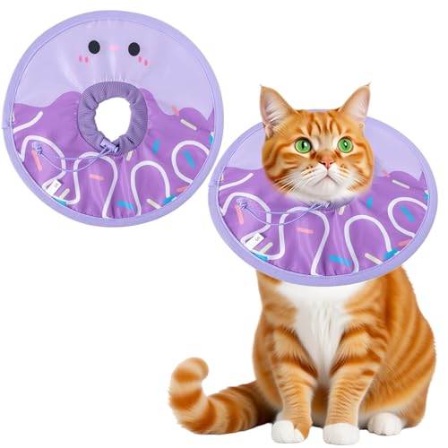 Katzenhalsband, Donut-Form, weicher, leichter Kegel, wasserdicht, verstellbar, für Kätzchen und Welpen nach Operationen von IIDEA
