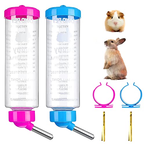 Trinkflasche Kaninchen Hamster 2 Stück Trinkflasche Hasentränke Trinkflasche Kaninchentränke 250ml Nagertränke Kleintiertränke Hasenflasche mit Halterung für Hasen Meerschweinchen Nager von IJHYGD