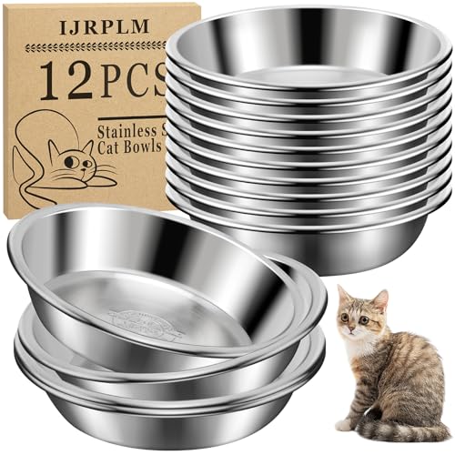 12 Stück Edelstahl-Katzennäpfe flach Katzenfutterschalen 12 Stück Edelstahl-Katzennäpfe flach Katzenfutterschalen von IJRPLM