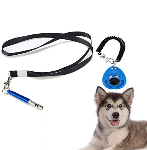 IKAAR Hundetraining Hochfrequenzpfeife Ultraschall Hundepfeife Ultraschallpfeife Verstellbar und Hunde Clicker / Klicker Set für Hundeausbildung Blau von IKAAR