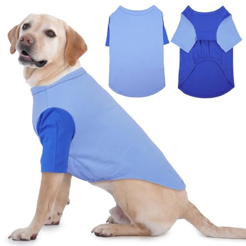 IKIPUKO 2er-Pack Hunde-Shirts für große Hunde, Größe XXL, weiche, atmungsaktive Baumwoll-T-Shirts, Bewegungsfreiheit verhindert Überhitzung, Hundekleidung für Border Collie, Pitbull, Boxer, Wandern von IKIPUKO