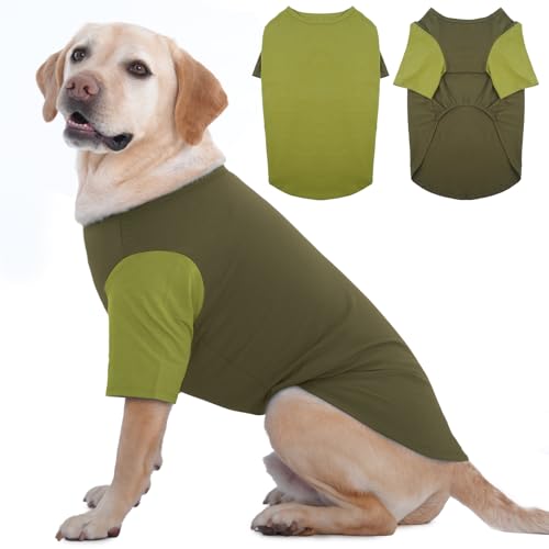 IKIPUKO 2er-Pack Hunde-Shirts für große Hunde, Größe XXL, weiche, atmungsaktive Baumwoll-T-Shirts, Bewegungsfreiheit verhindert Überhitzung, Hundekleidung für Border Collie, Pitbull, Boxer, Wandern von IKIPUKO