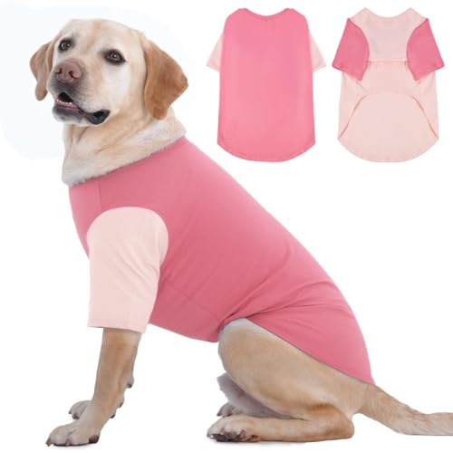 IKIPUKO 2er-Pack Hunde-Shirts für große Hunde, Größe XXL – weiche, atmungsaktive Baumwoll-T-Shirts, Bewegungsfreiheit verhindert Überhitzung, Kleidung für Border Collie, Pitbull, Boxer, Schlafen von IKIPUKO