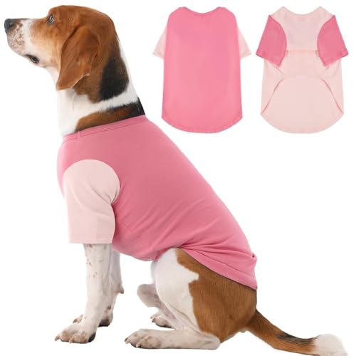 IKIPUKO Hunde-Shirts, atmungsaktiv, leicht, langlebig, feuchtigkeitsableitend, für Beagle, Bullmastiff, Schlaf, heiße Sommertage, Outdoor-Aktivitäten, Reisen, Meer, Rosa, 2 Stück von IKIPUKO