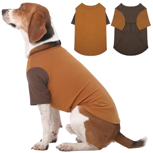 IKIPUKO Hunde-Shirts, atmungsaktiv, leicht, langlebig, feuchtigkeitsableitend, für Beagle, Bullmastiff, Schlafen, heiße Sommertage, Outdoor-Aktivitäten, Reisen, Meer, Braun, 2 Stück von IKIPUKO