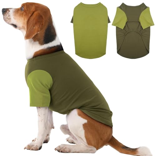 IKIPUKO Hunde-Shirts, atmungsaktiv, leicht, langlebig, feuchtigkeitsableitend, für Beagle, Bullmastiff, Schlafen, heiße Sommertage, Outdoor-Aktivitäten, Reisen, Meer, Grün, 2 Stück von IKIPUKO