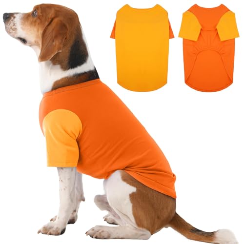 IKIPUKO Hunde-Shirts, atmungsaktiv, leicht, langlebig, feuchtigkeitsableitend, für Beagle, Bullmastiff, Schlafen, heißen Sommertag, Outdoor-Aktivitäten, Reisen, Meer, Orange, 2er-Pack von IKIPUKO