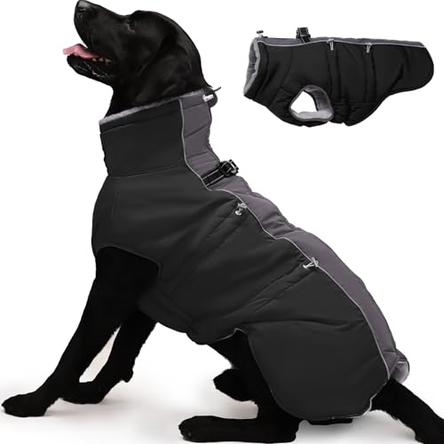 IKIPUKO Hundemantel, Winterjacke, Größe XXL, Warmer Schneeanzug mit Reißverschluss, reflektierend, wasserabweisend, für große Hunde, Border Collie, Pit Bull, Schwarz IKIPUKO Hundemantel, Winterjacke, Größe XXL, Warmer Schneeanzug mit Reißverschluss, reflektierend, wasserabweisend, für große Hunde, Border Collie, Pit Bull, Schwarz von IKIPUKO