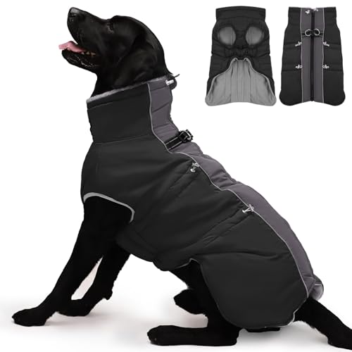 IKIPUKO Hundemantel, Winterjacke, Größe XXL, Warmer Schneeanzug mit Reißverschluss, reflektierend, wasserabweisend, für große Hunde, Border Collie, Pit Bull, Schwarz IKIPUKO Hundemantel, Winterjacke, Größe XXL, Warmer Schneeanzug mit Reißverschluss, reflektierend, wasserabweisend, für große Hunde, Border Collie, Pit Bull, Schwarz von IKIPUKO