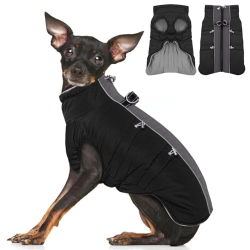 IKIPUKO Hundemantel – XS, warmer Schneeanzug mit Reißverschluss, reflektierend, wasserabweisend, Schwarz IKIPUKO Hundemantel – XS, warmer Schneeanzug mit Reißverschluss, reflektierend, wasserabweisend, Schwarz von IKIPUKO