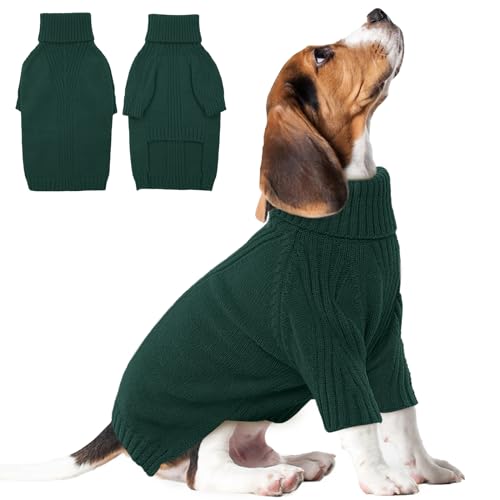 IKIPUKO Hundepullover, Welpenpullover für kleine Hunde, Strick-Outfit, warme Hundestrickwaren, Dackel-Kleidung, Rollkragen, warmer Strickmantel, warmer Pullover, Hunde-Kostüm, Kleidung, von IKIPUKO