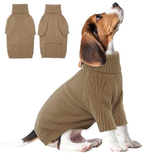 IKIPUKO Hundepullover, Welpenpullover für kleine Hunde, Strick-Outfit, warme Hundestrickwaren, Dackel-Kleidung, Rollkragen, warmer Strickmantel, warmer Pullover, Hundekostüm, Kleidung, von IKIPUKO