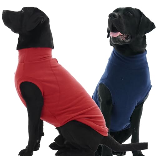 IKIPUKO Hundepullover, Winter-Fleece-Sweatshirt, dehnbare Weste, Pullover für Hunde, Kleidung, warmer Haustier-Pyjama, Weihnachten, für Meidum und große Hunde, 2 Stück von IKIPUKO