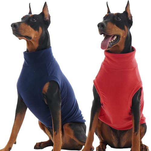 IKIPUKO Hundepullover, Winter-Fleece-Sweatshirt, dehnbare Weste, Pullover für Hunde, Kleidung, warmer Haustier-Pyjama, Weihnachten, für Meidum und große Hunde, 2 Stück von IKIPUKO