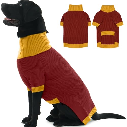 IKIPUKO Hundepullover, warme Hundekleidung mit Loch für die Leine, Weihnachtspullover für Hunde, Jungen, Mädchen, Winter-Rollkragenpullover von IKIPUKO