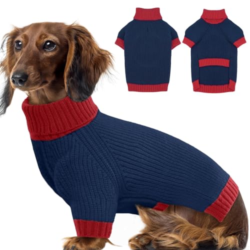 IKIPUKO Hundepullover, warme Hundekleidung mit Loch für die Leine, Weihnachtspullover für Hunde, Jungen, Mädchen, Winter-Rollkragenpullover von IKIPUKO