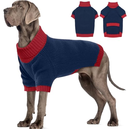 IKIPUKO Hundepullover, warme Hundekleidung mit Loch für die Leine, Weihnachtspullover für Hunde, Jungen, Mädchen, Winter-Rollkragenpullover von IKIPUKO