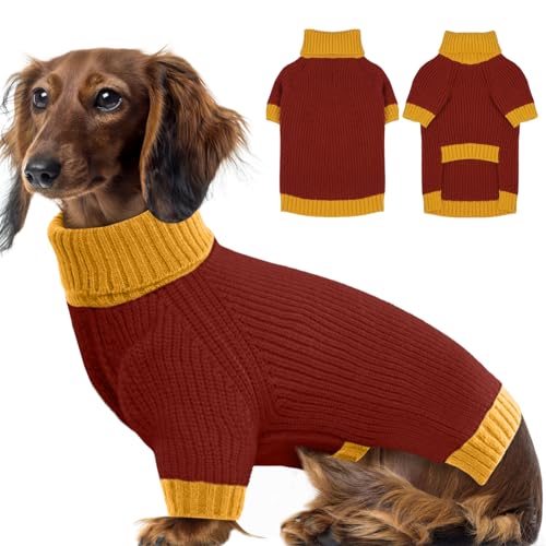 IKIPUKO Hundepullover, warme Hundekleidung mit Loch für die Leine, Weihnachtspullover für Hunde, Jungen, Mädchen, Winter-Rollkragenpullover von IKIPUKO