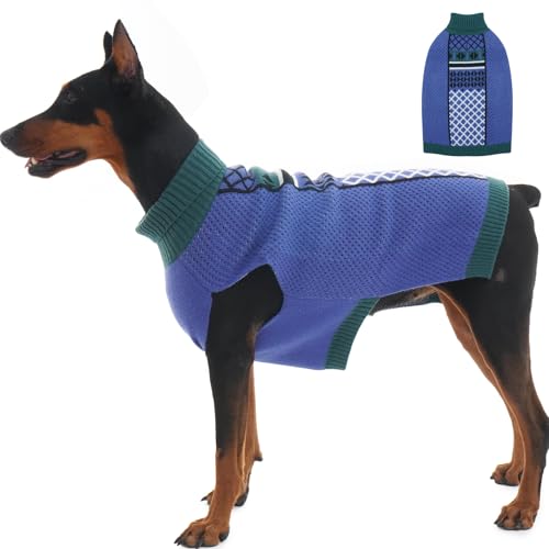 IKIPUKO Hundepullover für große Hunde, Winter-Rollkragen, Hundemantel, Zopfwaren, warme Hundekleidung für Herbst, kaltes Wetter, Weihnachten von IKIPUKO