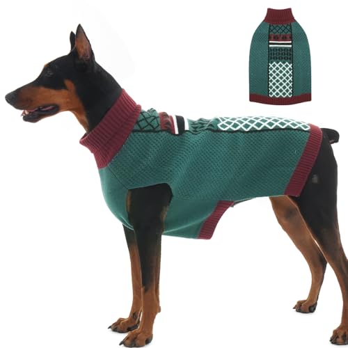 IKIPUKO Hundepullover für große Hunde, Winter-Rollkragen, Hundemantel, Zopfwaren, warme Hundekleidung für Herbst, kaltes Wetter, Weihnachten von IKIPUKO