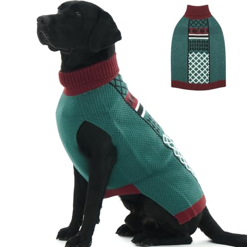 IKIPUKO Hundepullover für große Hunde, warmer Rollkragenpullover für kaltes Wetter, Winter-Herbstpullover mit Loch für die Leine für den täglichen Spaziergang, gemütliche Strickwaren für drinnen und IKIPUKO Hundepullover für große Hunde, warmer Rollkragenpullover für kaltes Wetter, Winter-Herbstpullover mit Loch für die Leine für den täglichen Spaziergang, gemütliche Strickwaren für drinnen und von IKIPUKO