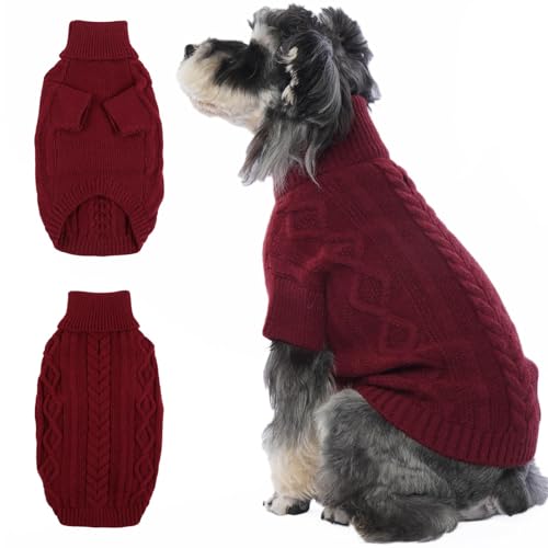 IKIPUKO Hundepullover für kleine Hunde, Kaltwetter-Zopfstrickwaren Kleidung für Welpen Jungen Mädchen, extra kleine Hunde Weihnachtspullover Chihuahua Pullover, klassischer Pullover Hundekleidung von IKIPUKO