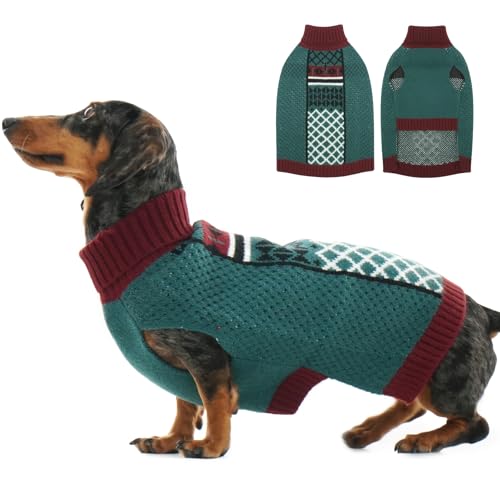 IKIPUKO Hundepullover für mittelgroße Hunde, Winter-Rollkragen, Hundemantel, Zopfwaren, warme Hundekleidung für Herbst, kaltes Wetter, Weihnachten von IKIPUKO