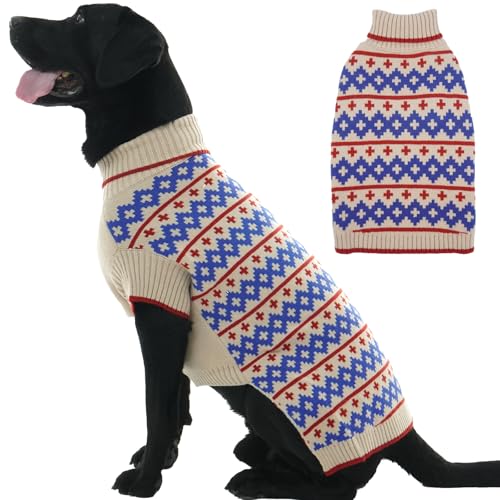 IKIPUKO Hundepullover für mittelgroße und große Hunde, Strickpullover mit Loch für die Leine, warm, Rollkragenpullover, Weihnachten, Jungen und Mädchen IKIPUKO Hundepullover für mittelgroße und große Hunde, Strickpullover mit Loch für die Leine, warm, Rollkragenpullover, Weihnachten, Jungen und Mädchen von IKIPUKO