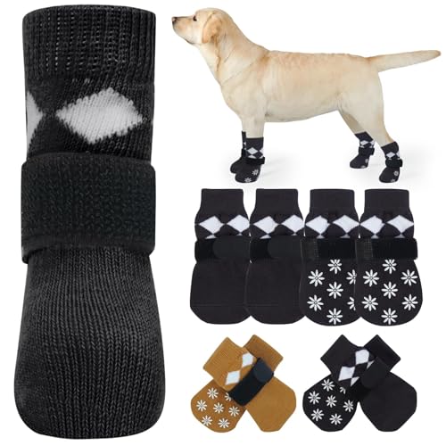 IKIPUKO Hundeschuhe, rutschfest, heißer Gehweg- und Wundschutz, Dunkelgrau, Größe M, 4 Stück von IKIPUKO