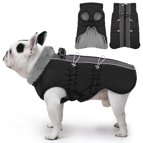 IKIPUKO Winterjacke für Hunde, groß, warm, mit Reißverschluss, reflektierend, wasserabweisend, Schwarz IKIPUKO Winterjacke für Hunde, groß, warm, mit Reißverschluss, reflektierend, wasserabweisend, Schwarz von IKIPUKO