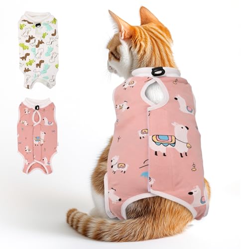 2-teiliger Katzen-Recovery-Anzug für Spay Bauchverletzungen Weiblich, Onesie für nach der Operation, Chirurgie-Recovery-Anzug Kätzchen-Onesie für Katzen Anti Lecken von IKiKiCubee