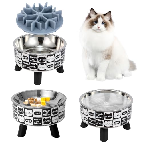 Erhöhte Katzennäpfe aus Edelstahl, mit Kunststoffständer, Schnurrhaar-freundlich, für Wasser- oder Futterteller, Futterstation für Hauskatzen, Kätzchen, 3 Stück Erhöhte Katzennäpfe aus Edelstahl, mit Kunststoffständer, Schnurrhaar-freundlich, für Wasser- oder Futterteller, Futterstation für Hauskatzen, Kätzchen, 3 Stück von IKiKiCubee