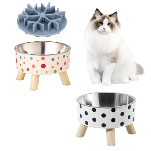 Erhöhte Katzennäpfe mit langsamem Futternapf, breit erhöhter Edelstahl-Katzennapf, Kunststoffständer, Silikon, langsamer Futterspender, Schnurrhaar-freundlich, Haustier-Wasserfutter, Futterstation für Erhöhte Katzennäpfe mit langsamem Futternapf, breit erhöhter Edelstahl-Katzennapf, Kunststoffständer, Silikon, langsamer Futterspender, Schnurrhaar-freundlich, Haustier-Wasserfutter, Futterstation für von IKiKiCubee