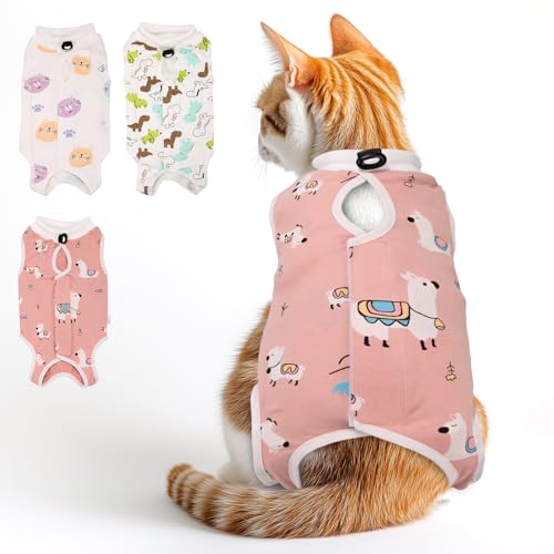 Katzen-Genesungsanzug für kastrierte Bauchwunden, weiblich, Katzen-Einteiler für Katzen nach Operationen, zur Erholung von Katzen, atmungsaktiv, E-Halsband, Alternative zum Kätzchen, Einteiler für von IKiKiCubee