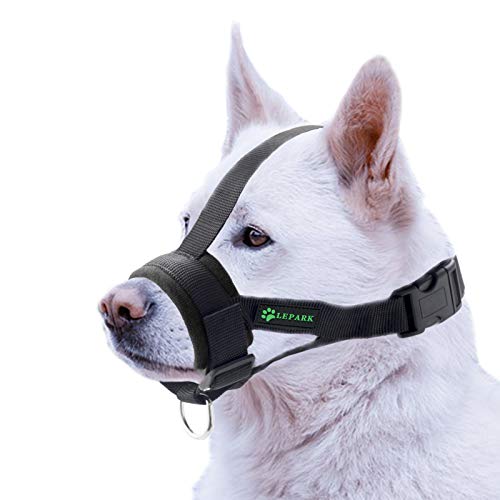 ILEPARK Hunde Maulkorb Soft Nylon Haustier für Kleine,Mittlere und Große Hund,Verhindert Beisen, Bellen und Kauen abzuhalten anpassbare (XL,Schwarz) von ILEPARK