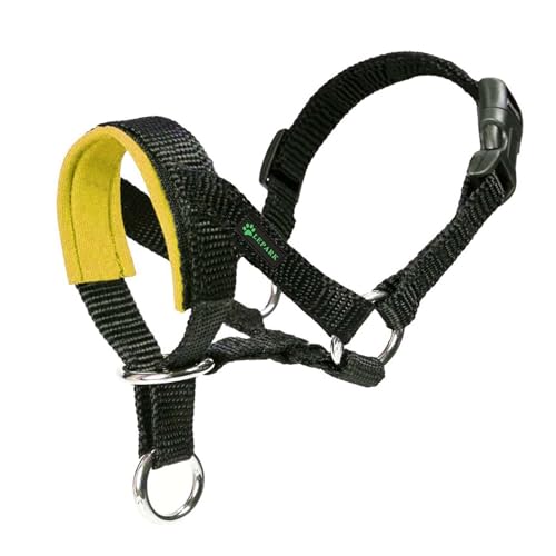 ILEPARK Hundehalfter Mit Gepolstertem Stoff, Halfterhalsband Für Hunde, Verstellbar Und Ziehen verhindert (L, Gelb) von ILEPARK