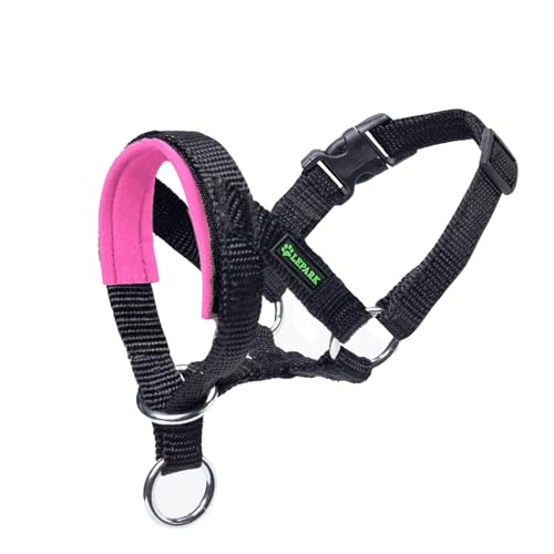 ILEPARK Hundehalfter Mit Gepolstertem Stoff, Halfterhalsband Für Hunde, Verstellbar Und Ziehen verhindert. (M,Rosa) von ILEPARK