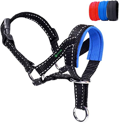 ILEPARK Hundehalfter Mit Reflektierendem Riemen, Halfterhalsband Für Hunde, Verstellbar Und Einfach Zu Kontrollieren. (L,Blau) von ILEPARK