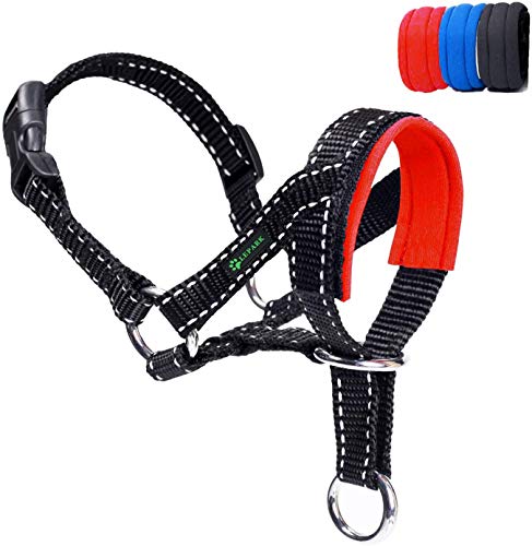 ILEPARK Hundehalfter Mit Reflektierendem Riemen, Halfterhalsband Für Hunde, Verstellbar Und Einfach Zu Kontrollieren. (M,Rot) von ILEPARK