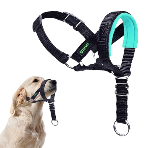 ILEPARK Hundehalfter mit Sicherheitsgurt, Kopfgeschirr für Hunde, um das Ziehen zu stoppen, verstellbar und leicht zu kontrollieren (L, Grün) von ILEPARK