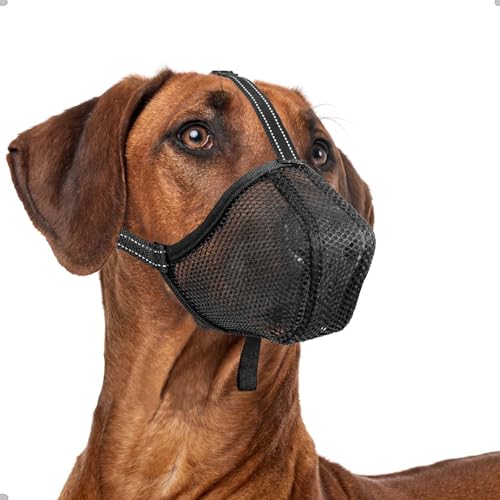 ILEPARK Maulkorb für Hunde, Weicher Netz Maulkorb Einstellbare Passform für Welpen Kleine Mittlere Große Hunde, Maulkorb Anti-Biss Anti-Kauen, Atmungsaktiv(S, Schwarz) von ILEPARK